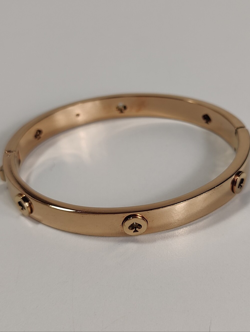 Kate Spade New York Spot The Spade Rose Gold Tone Studded Bangle Bracelet Signed